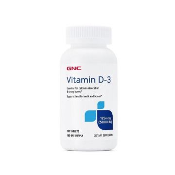 GNC Vitamin D3 5000 UI, 180 tablete
