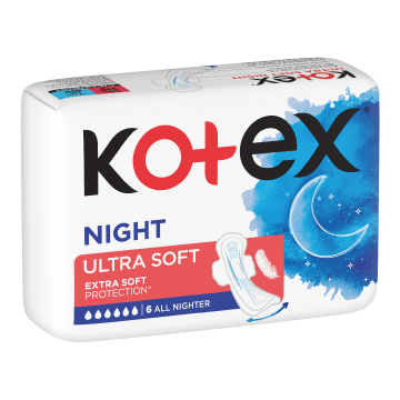Absorbante de noapte Ultra Soft Night, 6 bucati, Kotex