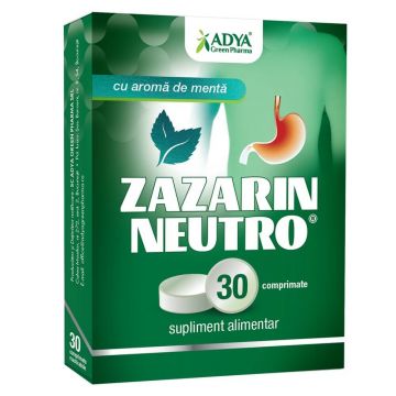 Supliment alimentar pentru arsuri gastrice Zazarin Neutro Menta , 30 comprimate, Adya Green Pharma