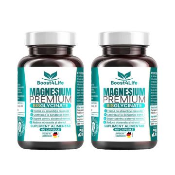 Pachet Magneziu Bisglicinat Premium, 2 x 60 capsule, Boost4Life