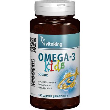 Omega 3 pentru Copii 500 mg Vitaking 100 capsule (Concentratie: 500 mg)