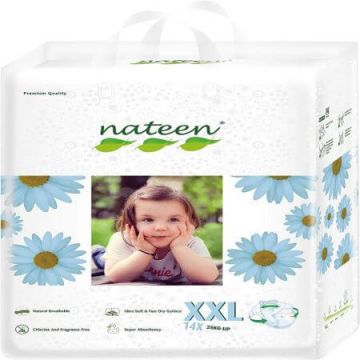 Scutece ecologice hipoalergenice Premium Line, 3D Flex & Fit, Nr. 6, 15-25 kg, 14 bucati, Nateen