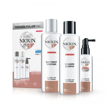 Set pentru par vopsit Nioxin System 3, Sampon 300 ml + Balsam 300 ml + Tratament leave-in 100 ml