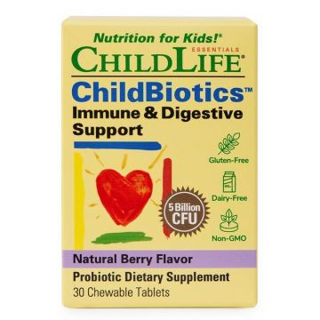 ChildBiotics Immune and Digestive Support Childlife Essentials, 30 tablete masticabile, Secom