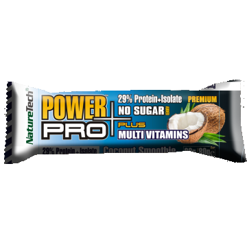 Baton energizant cu aroma de cocos Power Pro Plus, 80g, Nature Tech