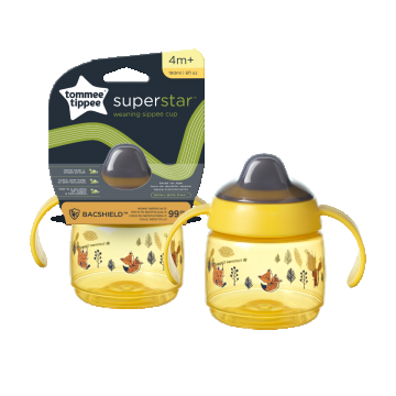 Cana Sippee cu protectie Bacshiled™ si capac pentru +4 luni Galben, 190ml, Tommee Tippee