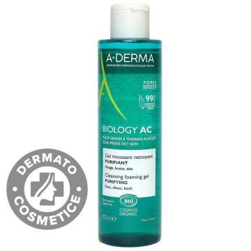 Gel de curatare spumant si purificator Biology AC, 200ml, A-Derma