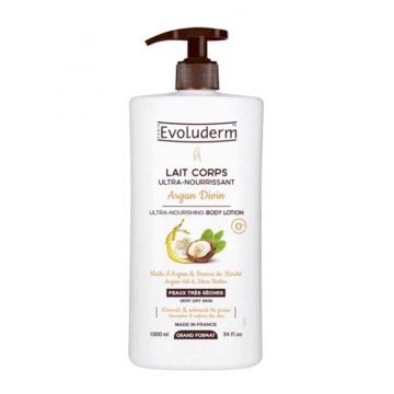 Lapte de corp ultra-hranitor Argan Divin, 1000ml, Evoluderm