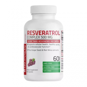 Resveratrol 500mg Complex Trans-Resveratrol 250mg, 60 capsule, Bronson Laboratories