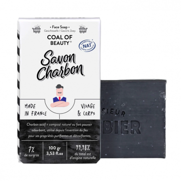 Sapun cu carbune pentru fata si corp Coal of Beauty, 100g, Monsieur Barbier