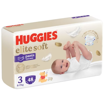 Scutece chilotel Elite Soft Pants Marimea 3 pentru 6 - 11kg, 48 bucati, Huggies