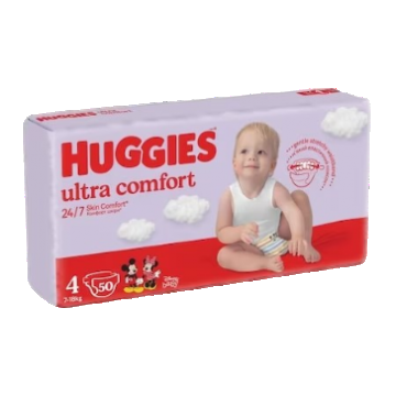 Scutece Ultra Comfort Marimea 4 pentru 7 - 18kg, 50 bucati, Huggies