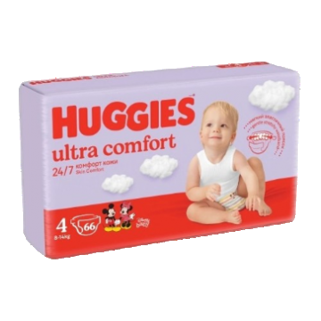 Scutece Ultra Confort Mega Marimea 4 pentru 8 - 14kg, 66 bucati, Huggies