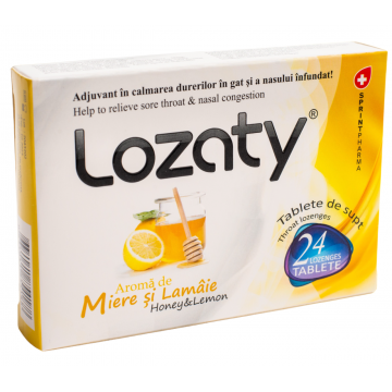 Supliment alimentar cu aroma de miere & lamaie Lozaty, 24 tablete, Sprint Pharma
