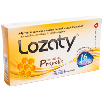 Supliment alimentar cu aroma de propolis fara zahar Lozaty, 16 tablete, Sprint Pharma