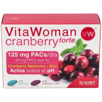 Supliment pentru sanatatea tractului urinar cu merisoare Vitawoman Cranberry Forte, 30 capsule, Eladiet