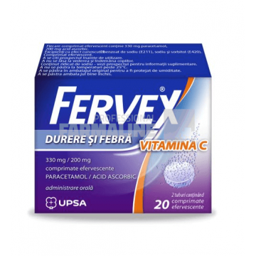Fervex Durere si Febra Vitamina C 330mg/200mg 20 comprimate efervescente