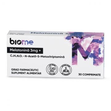 Melatonina, 3 mg+, 30 comprimate, Biome