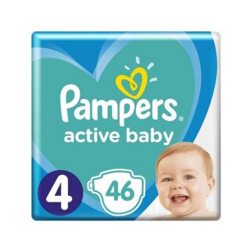 Pampers Scutece Active Baby, Marimea 4, 9-14 Kg, 46 bucati