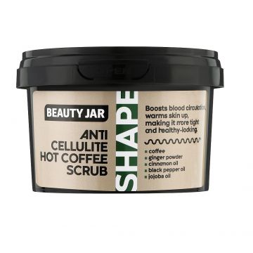 Scrub anticelulitic cu cafea, ulei de jojoba si scortisoara Shape Line, 250g, Beauty Jar