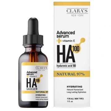 Serum facial cu Acid Hyaluronic si Vitamina E, 30ml, Clara's New York