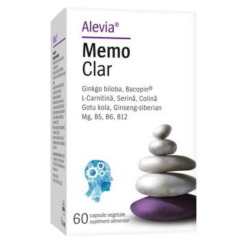 Supliment pentru memorie si focus Memo Clar, 60 capsule vegetale, Alevia