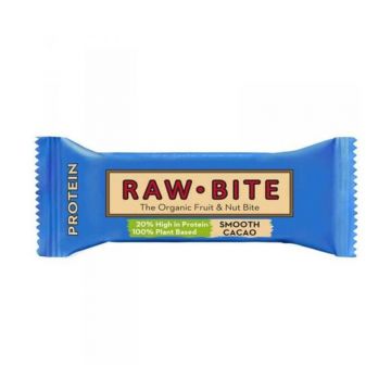 Baton Bio proteic Smooth Cacao, 45 g, Rawbite