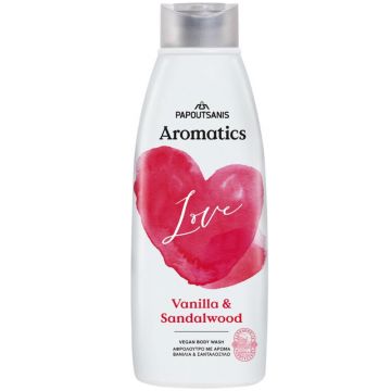 Gel de dus 100% vegan cu parfum de iasomie si lemn de santal Love, 600ml, Aromatics