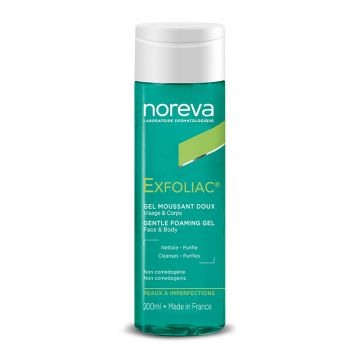 Gel spumant bland pentru ten acneic Noreva Exfoliac, 200 ml
