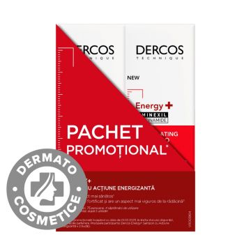 Pachet promotional Sampon energizant impotriva caderii parului cu aminexil Energy+, 2 x 200ml, Dercos