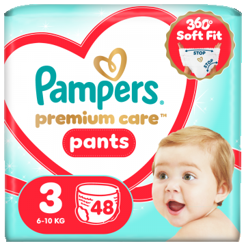 Scutece Premium Care Pants Nr.3 6-11kg, 48 bucati, Pampers