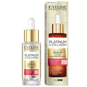 Ser activ de lifting volumetric Eveline Cosmetics Platinum&Collagen Advanced Face, 30 ml