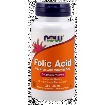 Now Folic Acid 800 mcg with Vit B-12 250 tab