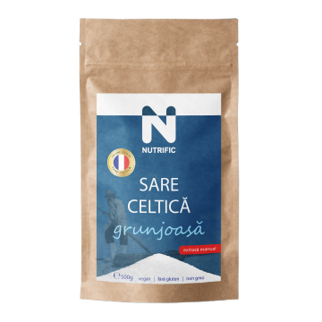 Sare celtica grunjoasa extrasa manual, 500g, Nutrific