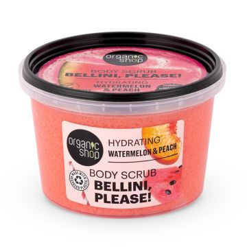 Scrub de corp hidratant cu pepene si piersica Bellini Please, 250ml, Organic Shop
