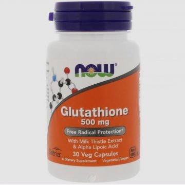 Now Glutathione 500 mg with Milk Thistle Extract Alpha Lipoic Acid 30 veg caps