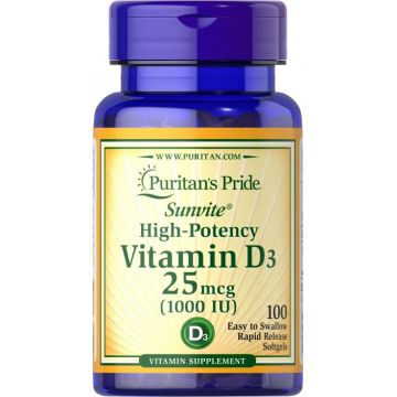 Puritan s Pride Vitamin D3 1000 IU (25 mcg) 100 softgels
