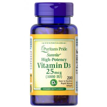 Puritan s Pride Vitamin D3 1000 IU (25 mcg) 200 softgels