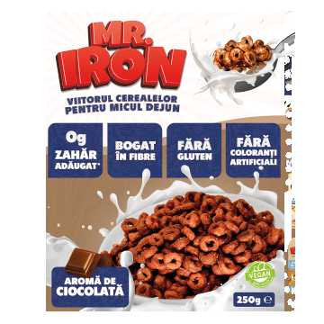 Cereale din ovaz fara zahar si fara gluten Ciocolata inghetata, 250g, Mr. Iron
