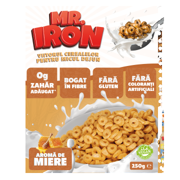 Cereale din ovaz fara zahar si fara gluten Miere inghetata, 250g, Mr. Iron
