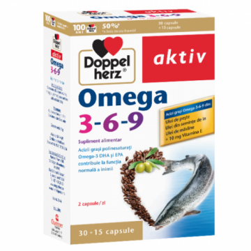 Doppelherz Aktiv Omega 3-6-9 - 30 capsule (pachet promo +15 capsule)