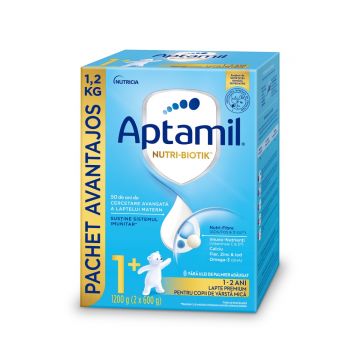 Lapte premium pentru copii de varsta mica 1-2 ani NUTRI-BIOTIK 1+, 1200g, Aptamil