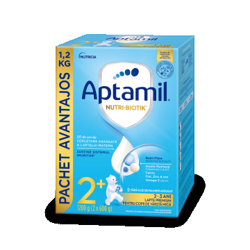 Lapte premium pentru copii de varsta mica 2-3 ani NUTRI-BIOTIK 2+, 1200g, Aptamil
