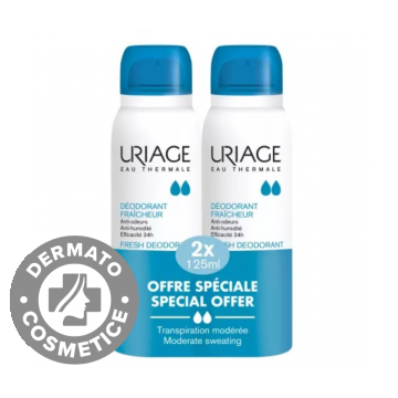 Pachet Deodorant spray cu piatra de alaun 1 + 70% reducere la al doilea produs, 2 x 125ml, Uriage