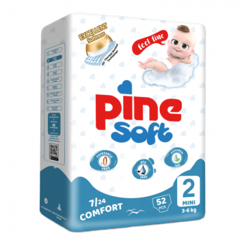 Scutece mini Soft, 3-6 kg, 52 bucati, PINE