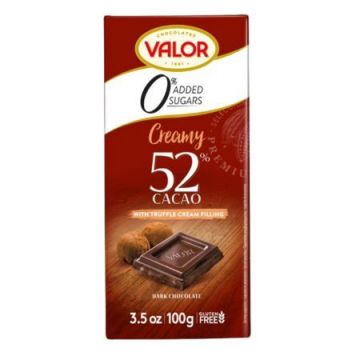 Ciocolata neagra cu crema de trufe fara zahar, 100 g, Valor