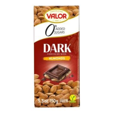 Ciocolata neagra cu migdale fara zahar, 150 g, Valor