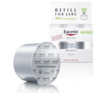 Crema de zi cu SPF 15 pentru ten uscat anti-imbatranire rezerva Hyaluron Filler 3 X Effect, 50 ml, Eucerin