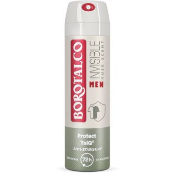 Deodorant Spray Borotalco Men Invisible, 150 ml (Gramaj: 40 ml)