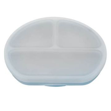 Farfurie compartimentata din silicon cu ventuza si capac, 6 luni+, Aqua Blue, Appekids